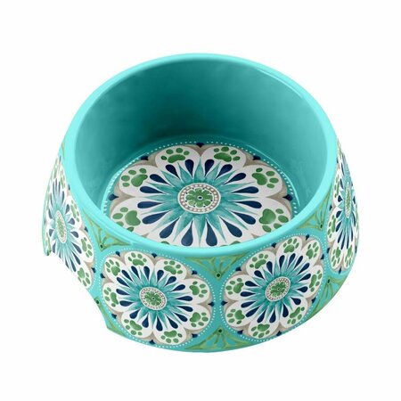 TARHONG Carmel Medallion Pet Bowl Medium - Turquoise Set of 2 PVA3071PBMRT
